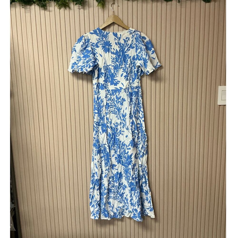 A New Day Blue/White Floral Ruffle Maxi Dress Size 6 - Picture 3 of 8